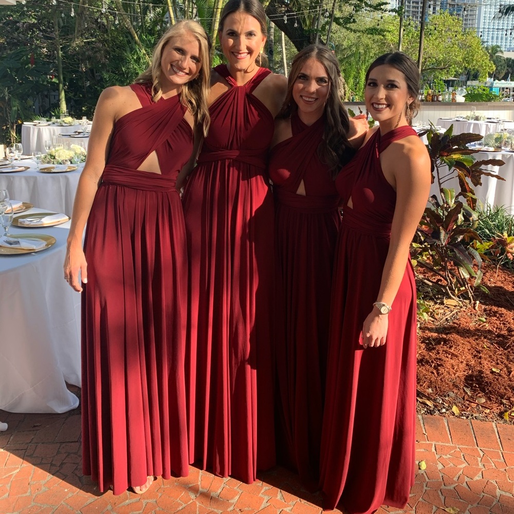 7-way Tie Dress Maroon!